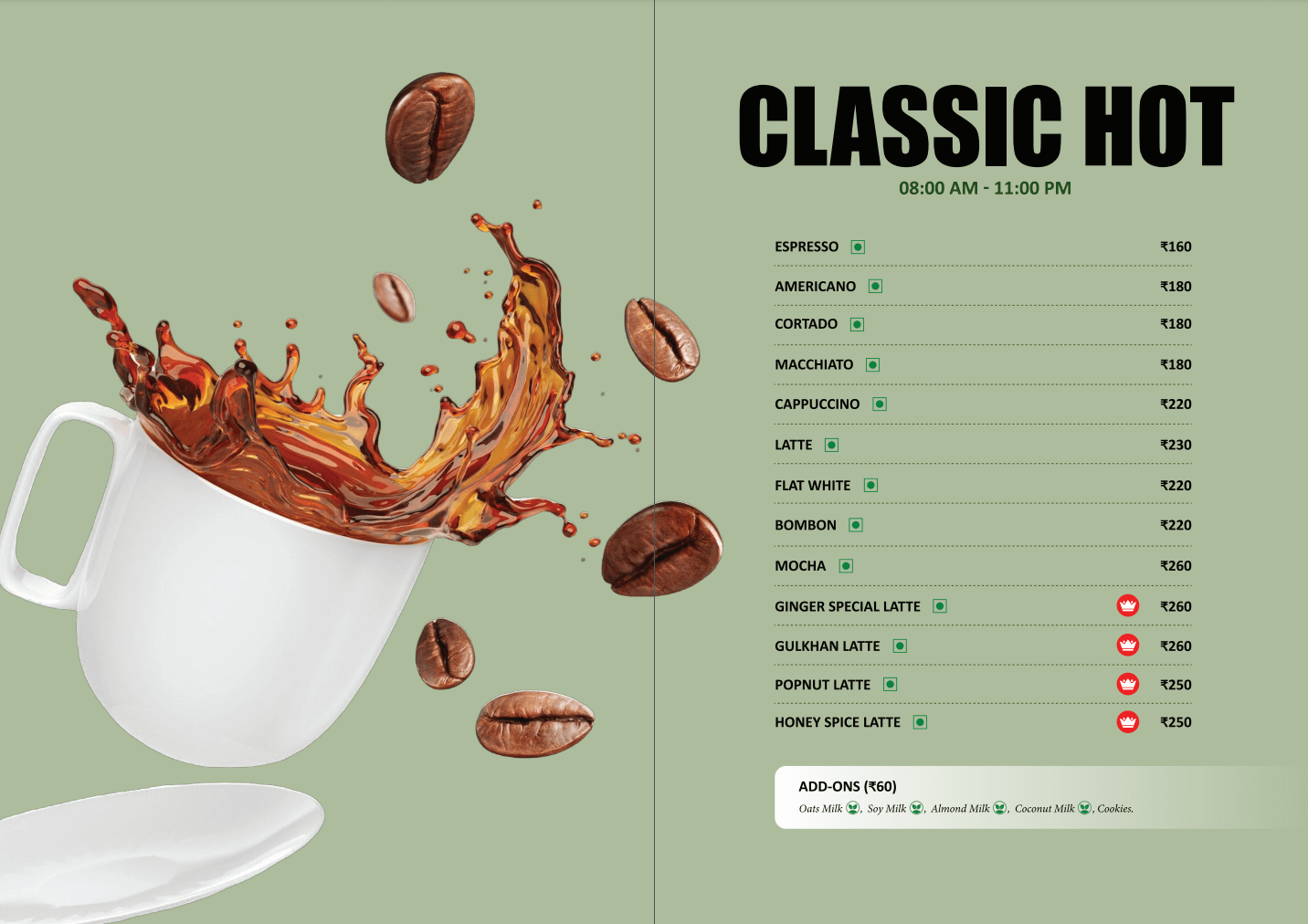 Meloghrano hot coffee menu